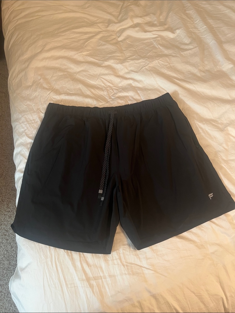 Fabletics Men's Black Athletic Shorts with Reflective Drawstring